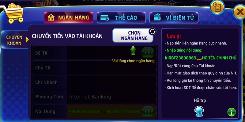 Thời gian nạp tiền Rikvip